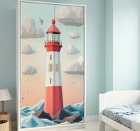 Rode en witte vuurtoren meubel sticker