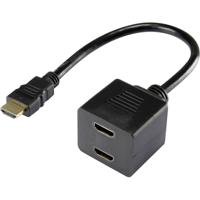 Renkforce RF-4212177 HDMI Y-adapter [1x HDMI-stekker - 2x HDMI-bus] Zwart Vergulde steekcontacten 20.00 cm - thumbnail