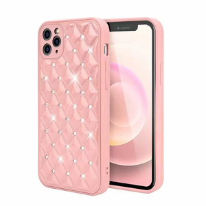 iPhone 11 Pro Max hoesje - Backcover - Luxe - Diamantpatroon - TPU - Roze