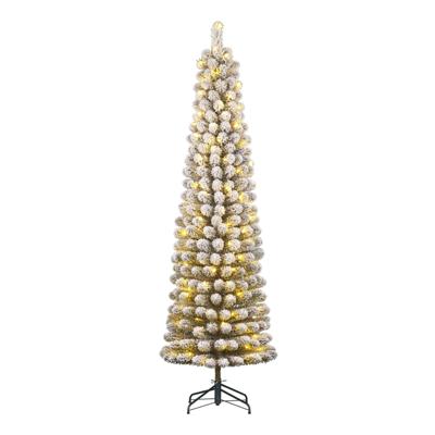 Kunstkerstboom Charlton pilar groen frosted H260 x dia. 63 cm met 230 LED warm wit - Black box