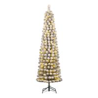 Kunstkerstboom Charlton pilar groen frosted H260 x dia. 63 cm met 230 LED warm wit - Black box