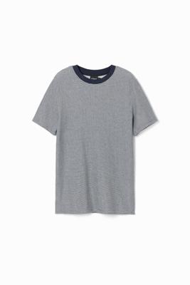 Gestreept T-shirt met details. - BLUE - L