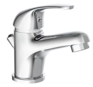 ATHOS ééngreepsmengkraan wastafel, chroom keramische schijven geluidsarme, verwisselbare 35 mm-cartouche mousseur KIWA-gekeurd flexibele metalen aansluitslangen 1 ¼" (Ø ca. 4 cm) kunststof-a