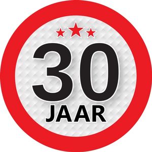 30 jaar leeftijd sticker rond 9 cm verjaardag versiering