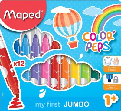 Maped viltstift Color&apos;Peps Jumbo Early Age, etui van 12 stuks, assorti