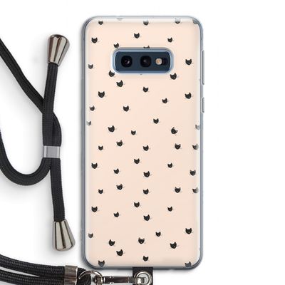 Kleine kattenkopjes: Samsung Galaxy S10e Transparant Hoesje met koord