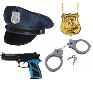 Politie agent verkleed set - 4 delig - kinderen - politiepet blauw en accessoires