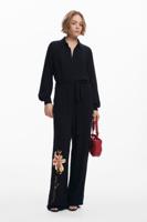 Orchidee jumpsuit met riem - BLACK - S