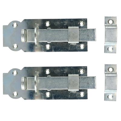 Deltafix schuifslot/hangslotschuif - 2x - 14 x 4.5cm - zilver verzinkt staal - deur - schutting - he