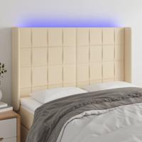 Hoofdbord LED 147x16x118/128 cm stof crèmekleurig