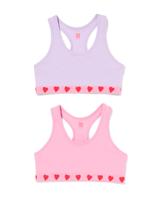 HEMA Kinder crop tops hartjes - 2 stuks roze (roze)