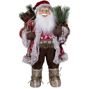 Kerstman pop Jan - H80 cm - rood - staand - kerst beeld -decoratie figuur