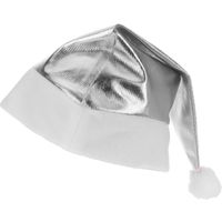 Zilveren glimmende Kerstman kerstmuts voor volwassenen - thumbnail