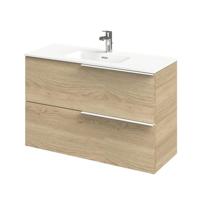 Wastafelonderkast Tiger Pocket 100 cm Naturel Eik Met Matwitte Grepen