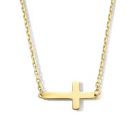 14k Geelgouden Collier met Kruis Hanger - Verstelbaar 40-44 cm