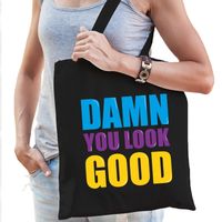 Damn you look good cadeau tas zwart voor dames - thumbnail