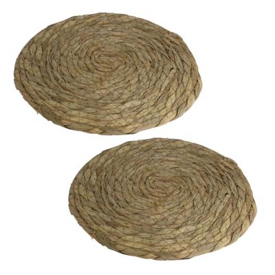 Gerimport Pannenonderzetter - Set van 4x stuks - hittebestendig - zeegras - rond - 22 cm