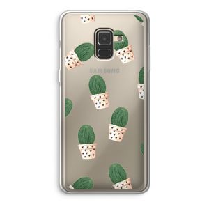 Cactusprint roze: Samsung Galaxy A8 (2018) Transparant Hoesje