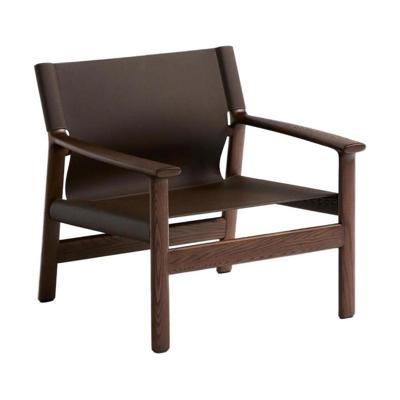 Kave Home Jan fauteuil leder Donkerbruin essenhout