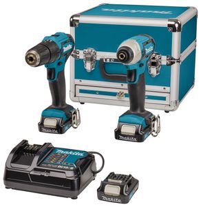 Makita CLX228SAX2 | Combiset | 12 V Max | (klop)boren en (slag)schroeven | Set | 2,0 Ah | in aluminium koffer met accessoires - CLX228SAX2