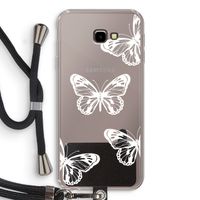 White butterfly: Samsung Galaxy J4 Plus Transparant Hoesje met koord
