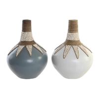 Vaas DKD Home Decor Blauw Wit Bamboe Schelpen (30 x 30 x 40 cm) (2 Stuks)