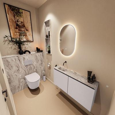 Toiletmeubel Mondiaz Ture Dlux | 100 cm | Meubelkleur Cale | Eden wastafel Glace Links | Zonder kraangat