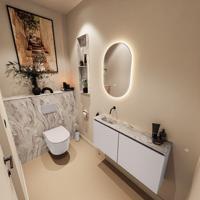 Toiletmeubel Mondiaz Ture Dlux | 100 cm | Meubelkleur Cale | Eden wastafel Glace Links | Zonder kraangat
