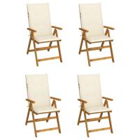 Tuinstoelen 4 st verstelbaar met kussens massief acaciahout
