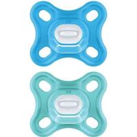 MAM Comfort Fysiologische Fopspeen +0m Blauw Set van 2 + Opbergdoos