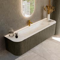 Badmeubel Mondiaz Kurve-Dlux | 170 cm cm | Meubelkleur Shadow | Wastafelkleur Ostra | Solid surface | Wasbak midden spoelbak | 1 kraangat