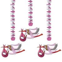 Folat BV Roze hangdecoratie, 3st. - thumbnail
