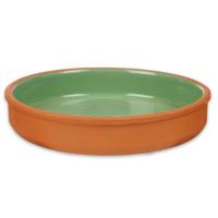 Tapas serveerschaal - terracotta - groen - D23 x H4 cm - hapjes serveren - ovenschaal - rond Tapas serveerschaal - terracotta - groen - D23 x H4 cm - hapjes serveren - ovenschaal - rond