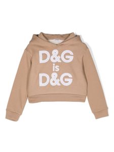 Dolce & Gabbana Kids hoodie strassé à logo imprimé - Tons neutres