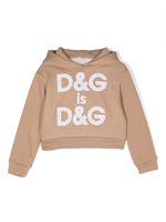 Dolce & Gabbana Kids logo-print rhinestone-embellished hoodie - Tons neutres