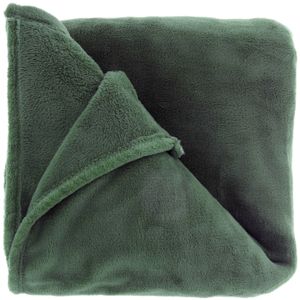 Fleece deken/plaid Bailey 130 x 180 cm - smaragd groen