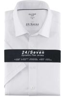 OLYMP Luxor Modern Fit Jersey shirt wit, Effen - thumbnail