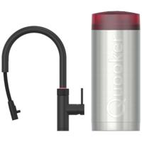 Quooker Flex Round Keukenkraan Set - Kokend Warm- en Koud Water - Uittrekbare Slang - Zwart - Inclusief COMBI Reservoir