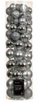 Kerstballen mix plastic d8 cm 80 stuks zilver - Decoris