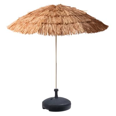 Pro Beach tuin Parasol Hawaii - raffia - kantelbaar - D170 cm - naturel - incl parasolvoet