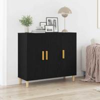 Dressoir Zwart 90 x 34 x 80 cm Bewerkt hout