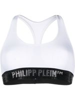 Philipp Plein brassière de sport en coton à logo strassé - Blanc