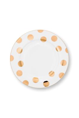 Pip Studio Set/2 Borden Dot Delight Wit/Goud 26.5cm