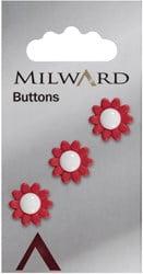 Milward Knoop Bloem Rood met Wit 13mm (3 stuks)