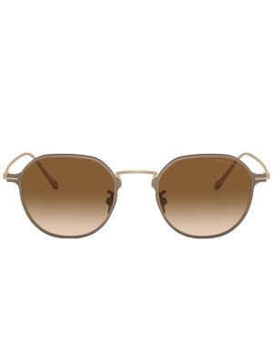 Giorgio Armani lunettes de soleil rondes à logo imprimé - Métallisé