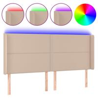Hoofdbord LED 183x16x118/128 cm kunstleer cappuccinokleurig