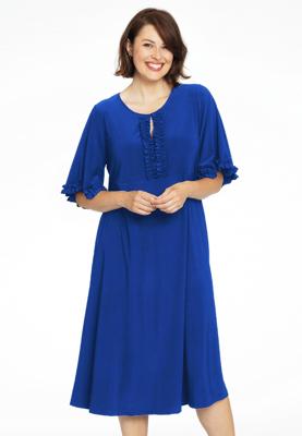 Yoek Jurk met ruches | Indigo | Maat 58/60