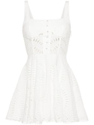 Charo Ruiz Ibiza robe courte Lina à broderie anglaise - Blanc