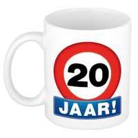 Verkeersbord mok/ beker 20 jaar - Verjaardagsmokken