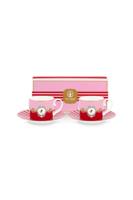 Pip Studio Set/2 Kop & Schotel Love Birds Medallion Rood-Roze